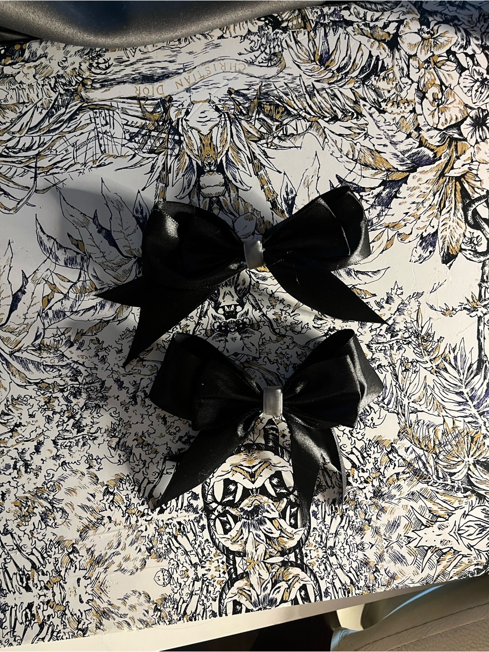 Handmade Black Satin Bow Hair Clips -l